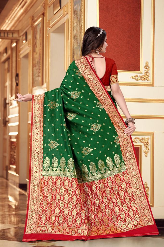 Aab Eiris Green Soft Lichi Silk Sarees Suppliers In India